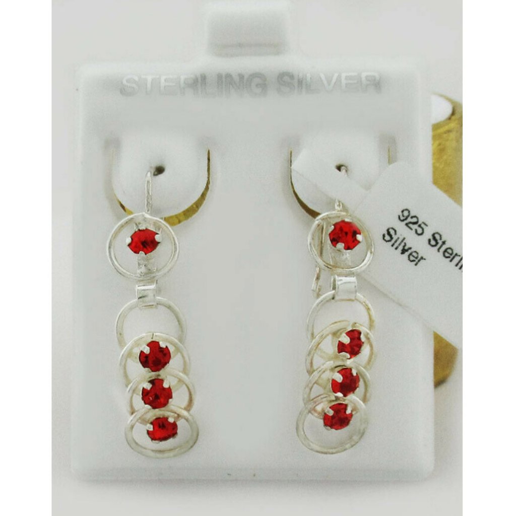 Ruby Dangling Earrings .925 Sterling Silver